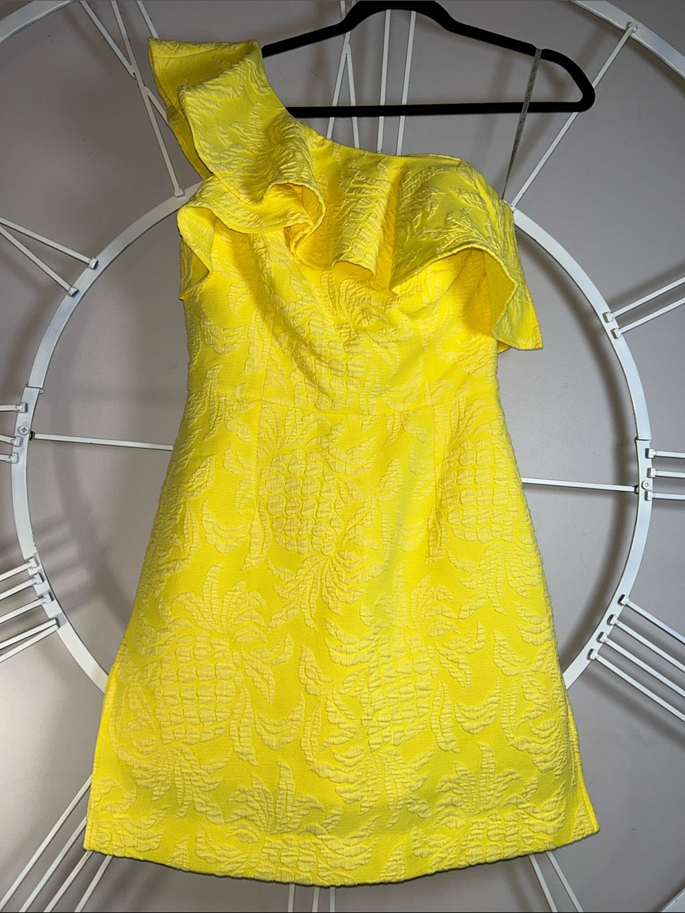 Lilly Pulitzer Kipton Skirted Yellow One-Shoulder Ruffle Romper
